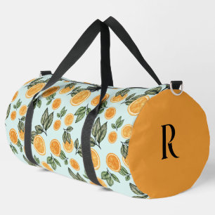Monogramm und Name Aqua und Orange Fruchtscheiben Duffle Bag