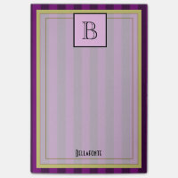 Monogramm und Name auf lila gestreiftem Muster