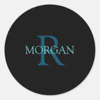 Monogramm und Name, blau und Aquamarin