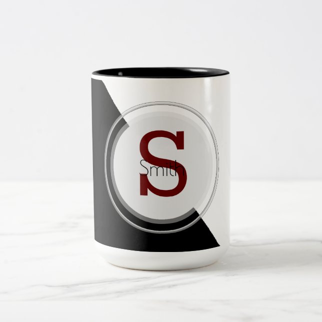 Monogramm und Name-Block-Tasse Zweifarbige Tasse (Mittel)