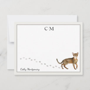 Monogramm und Name der abyssinian Cat Gran Border Mitteilungskarte