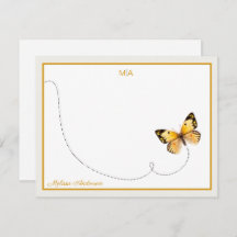 Monogramm und Name der gelben Orange Dot Butterfly