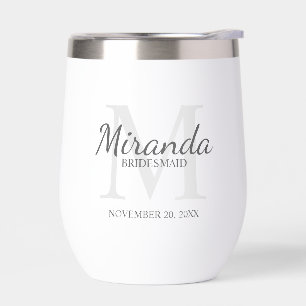 Monogramm und Name der personalisierten Bridesmaid