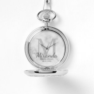 Monogramm und Name der personalisierten Bridesmaid Armbanduhr