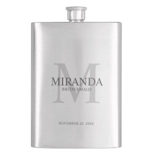 Monogramm und Name der personalisierten Bridesmaid Flachmann