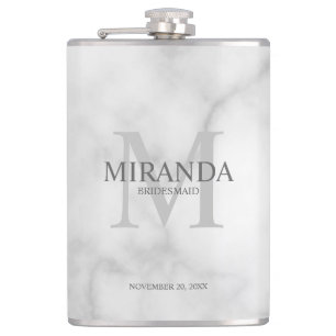 Monogramm und Name der personalisierten Bridesmaid Flachmann
