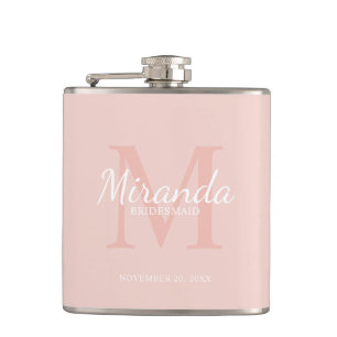 Monogramm und Name der personalisierten Bridesmaid Flachmann