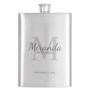 Monogramm und Name der personalisierten Bridesmaid Flachmann