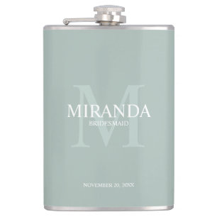 Monogramm und Name der personalisierten Bridesmaid Flachmann