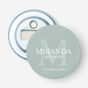 Monogramm und Name der personalisierten Bridesmaid Flaschenöffner