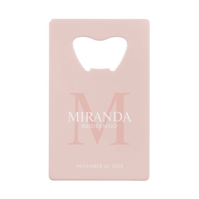 Monogramm und Name der personalisierten Bridesmaid Geldbeutel Flaschenöffner (Vorderseite)