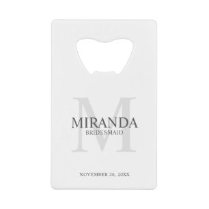 Monogramm und Name der personalisierten Bridesmaid Geldbeutel Flaschenöffner