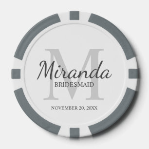 Monogramm und Name der personalisierten Bridesmaid Pokerchips