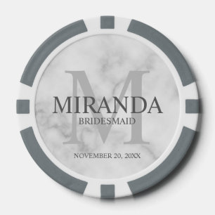 Monogramm und Name der personalisierten Bridesmaid Pokerchips