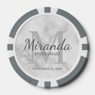 Monogramm und Name der personalisierten Bridesmaid Pokerchips