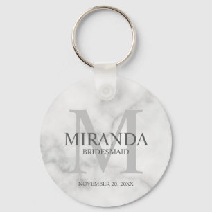 Monogramm und Name der personalisierten Bridesmaid Schlüsselanhänger
