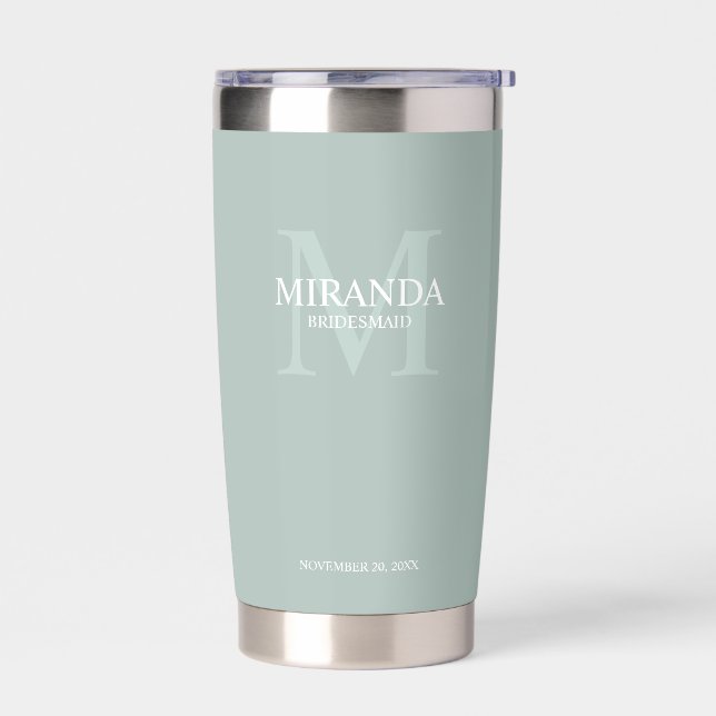 Monogramm und Name der personalisierten Bridesmaid Thermobecher (Links)