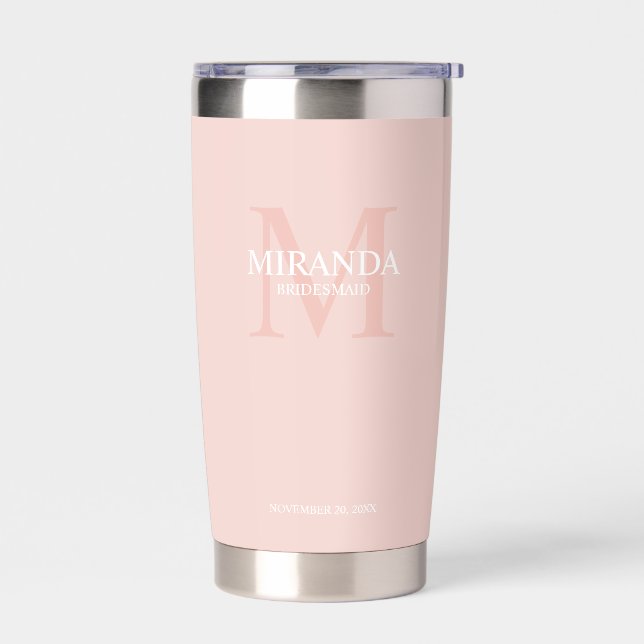 Monogramm und Name der personalisierten Bridesmaid Thermobecher (Links)