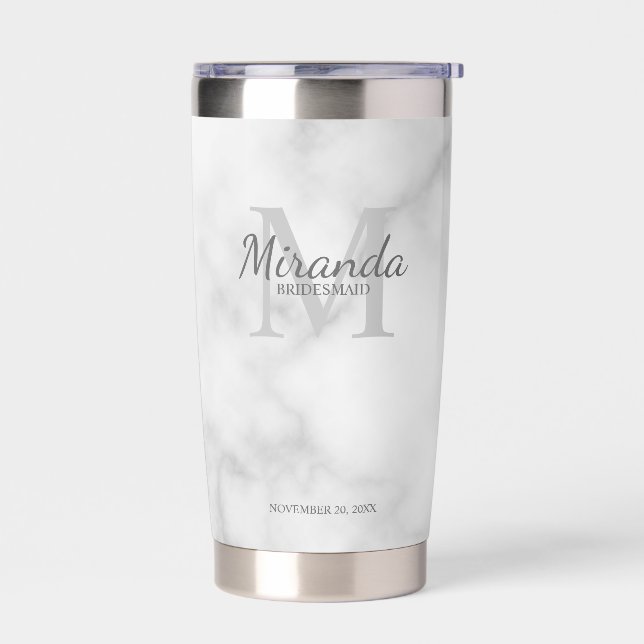Monogramm und Name der personalisierten Bridesmaid Thermobecher (Links)