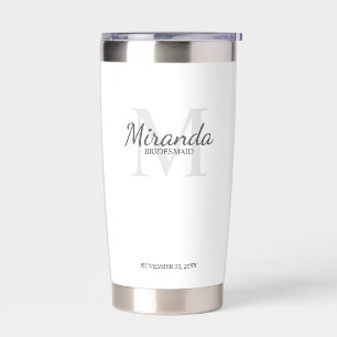 Monogramm und Name der personalisierten Bridesmaid Thermobecher