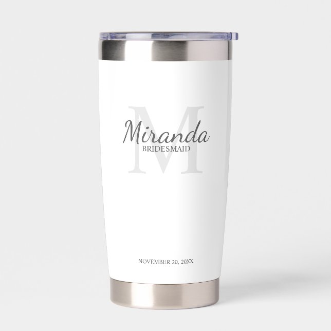Monogramm und Name der personalisierten Bridesmaid Thermobecher (Links)