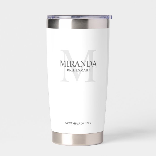Monogramm und Name der personalisierten Bridesmaid Thermobecher (Links)