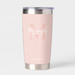 Monogramm und Name der personalisierten Bridesmaid Thermobecher<br><div class="desc">Personalisierte Bridesmaids Geschenke sind mit dem personalisierten Namen der Brautjungfrau im Stil eines Schriftartes mit weißer Schrift und Monogramm im klassischen,  rosa Serif-Schriftart-Stil als Hintergrund mit dem Titel und dem Hochzeitstermin im klassischen,  weißen Serif-Schriftart-Stil auf rot-rosa Hintergrund ausgestattet. Auch perfekt für Trauzeugin,  Blume Mädchen,  Mutter der Braut und mehr.</div>