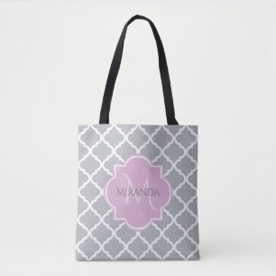 Monogramm und Name des Girly Grey Quatrefolie Lave