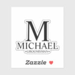 Monogramm und Name des modernen Personalisierten T Aufkleber<br><div class="desc">Fügen Sie Ihrer Hochzeit eine persönliche Touch mit einem personalisierten,  individuell zugeschnittenen Aufkleber mit personalisiertem Monogramm,  dem Namen und dem Titel des Trauzeugen im klassischen Serif-Schriftart-Stil hinzu. Auch perfekt für Trauzeuge,  Vater der Braut und mehr.</div>