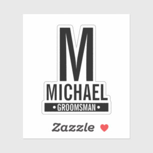 Monogramm und Name des personalisierten Trauzeugen Aufkleber