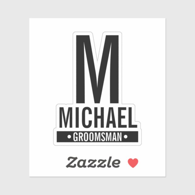 Monogramm und Name des personalisierten Trauzeugen Aufkleber (Blatt)