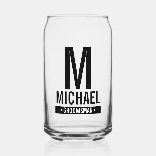 Monogramm und Name des personalisierten Trauzeugen Dosenglas