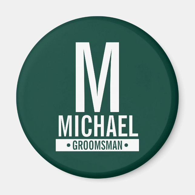 Monogramm und Name des personalisierten Trauzeugen Magnet (Vorne)