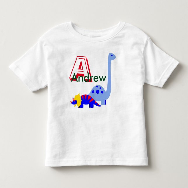 Monogramm und Name Dinosaurier-Shirt Kleinkind T-shirt (Vorderseite)