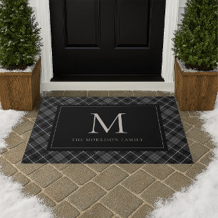 Monogramm und Name Doormat aus schwarzem und weiße Fußmatte