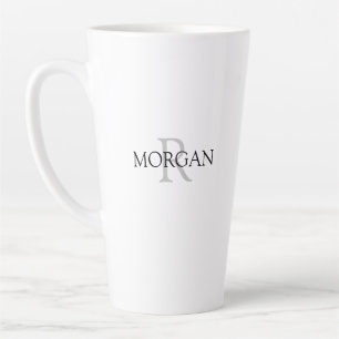 Monogramm und Name Einfaches Design Schwarz & Grau Milchtasse