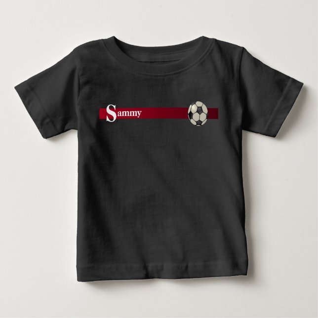 Monogramm und Name Fußball-Design Baby T-shirt (Vorderseite)