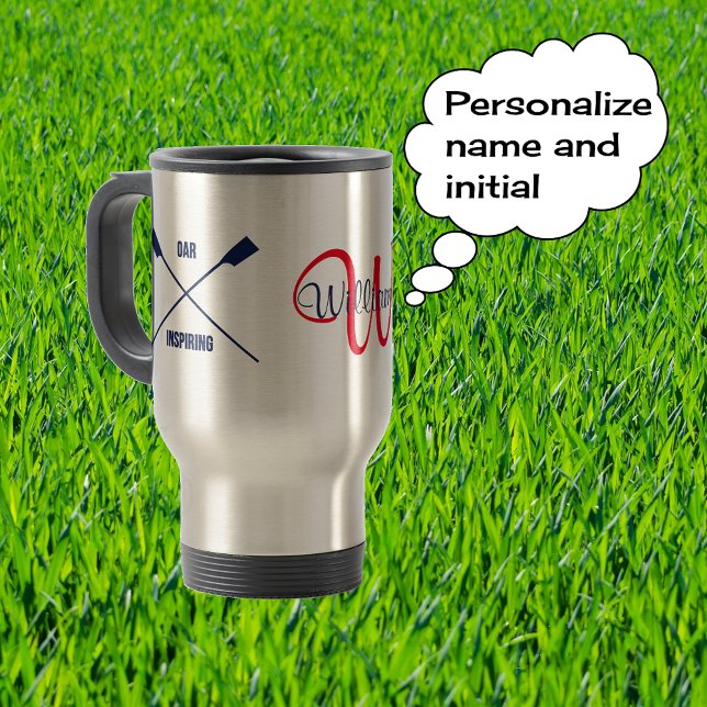 Monogramm und Name gekreuzte Ruder Reisebecher (Von Creator hochgeladen)