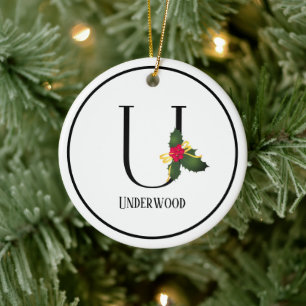 Monogramm und Name Letter U Christmas Keramik Ornament