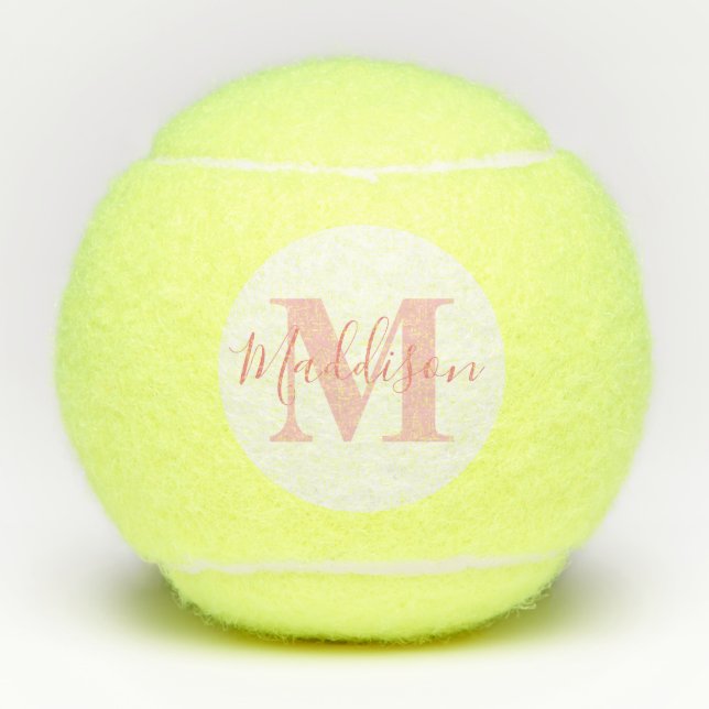 Monogramm und Name Millennium Pink Tennisbälle (Vorderseite)