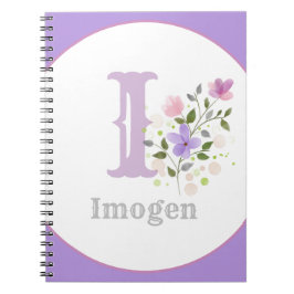 Monogramm und Name mit Blume Notizblock