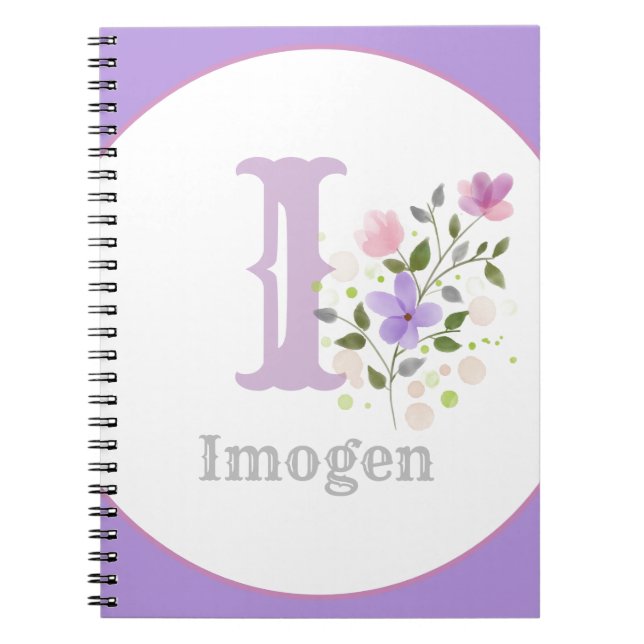 Monogramm und Name mit Blume Notizblock (Vorderseite)