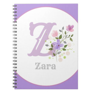 Monogramm und Name mit Blume Notizblock