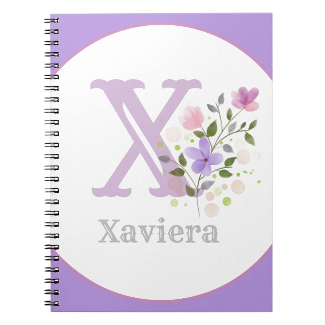 Monogramm und Name mit Blume Notizblock (Vorderseite)