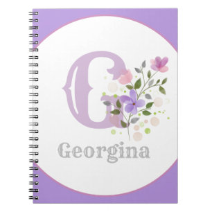 Monogramm und Name mit Blume Notizblock