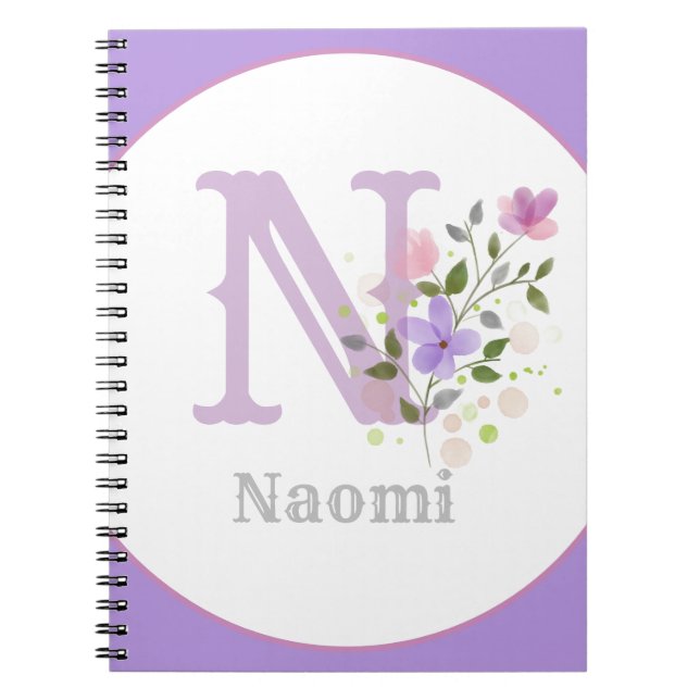 Monogramm und Name mit Blume Notizblock (Vorderseite)