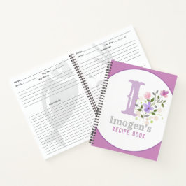 Monogramm und Name mit Blume Notizbuch
