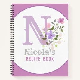 Monogramm und Name mit Blume Notizbuch