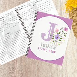 Monogramm und Name mit Blume Notizbuch