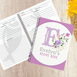 Monogramm und Name mit Blume Notizbuch